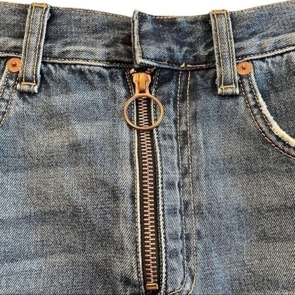 Rag & Bone Circle Zip Distressed Denim Skirt - image 4